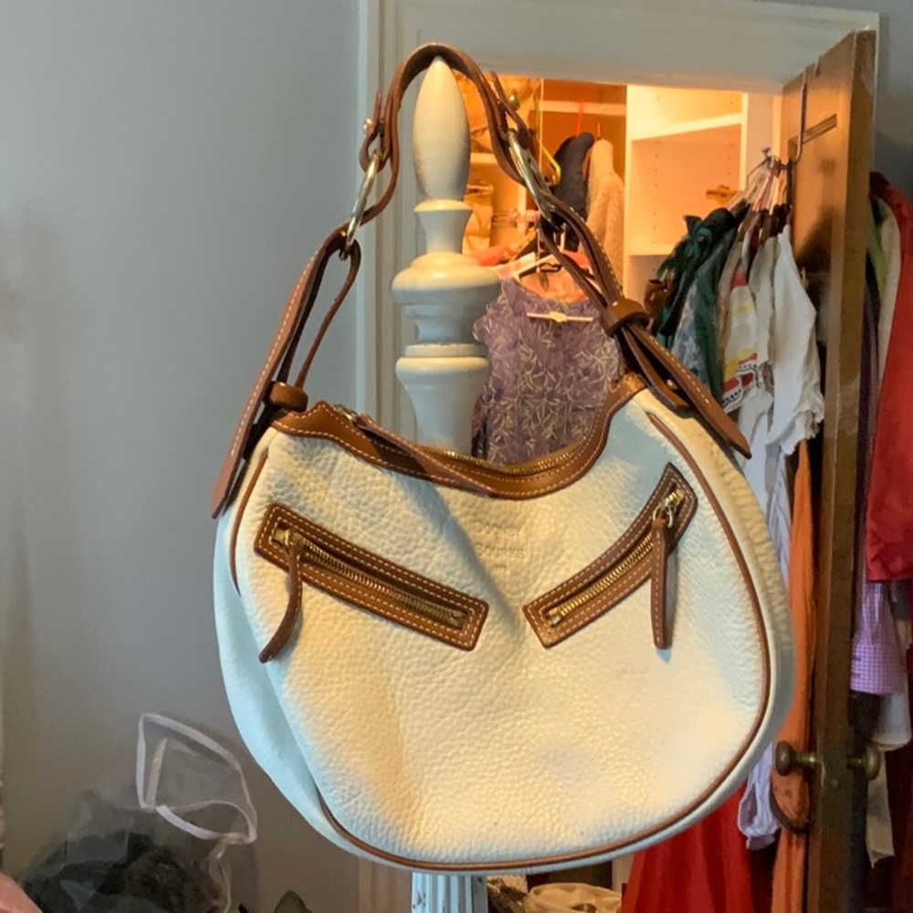 Dooney & Bourke cream & brown leather